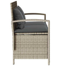 Gartenbank mit Stauraum und Kissen Hellgrau Poly Rattan