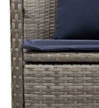 Gartenbank mit Stauraum und Kissen Grau Poly Rattan