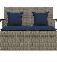 Gartenbank mit Stauraum und Kissen Grau Poly Rattan