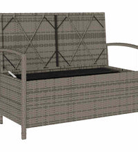 Gartenbank mit Stauraum und Kissen Grau Poly Rattan