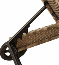 Sonnenliege mit Rollen und Auflage Grau Poly Rattan