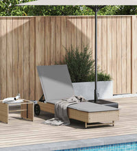 Sonnenliege mit Rollen und Auflage Beige Poly Rattan