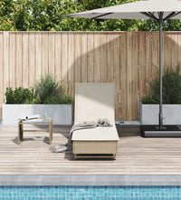 Sonnenliege mit Rollen und Auflage Beige Poly Rattan