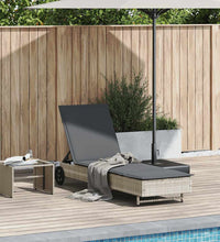 Sonnenliege mit Rollen und Auflage Hellgrau Poly Rattan