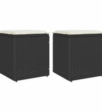 Gartenhocker mit Kissen 2 Stk. Schwarz 40x40x43 cm Poly Rattan