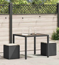 Gartenhocker mit Kissen 2 Stk. Schwarz 40x40x43 cm Poly Rattan