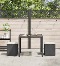 Gartenhocker mit Kissen 2 Stk. Schwarz 40x40x43 cm Poly Rattan