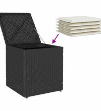 Gartenhocker mit Kissen 2 Stk. Schwarz 40x40x43 cm Poly Rattan