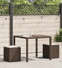 Gartenhocker mit Kissen 2 Stk. Braun 40x40x43 cm Poly Rattan