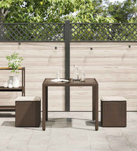 Gartenhocker mit Kissen 2 Stk. Braun 40x40x43 cm Poly Rattan