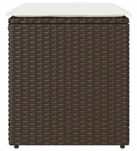 Gartenhocker mit Kissen 2 Stk. Braun 40x40x43 cm Poly Rattan