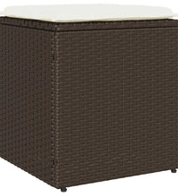 Gartenhocker mit Kissen 2 Stk. Braun 40x40x43 cm Poly Rattan