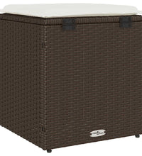 Gartenhocker mit Kissen 2 Stk. Braun 40x40x43 cm Poly Rattan