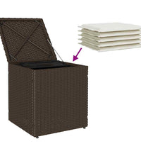 Gartenhocker mit Kissen 2 Stk. Braun 40x40x43 cm Poly Rattan