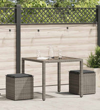 Gartenhocker mit Kissen 2 Stk. Grau 40x40x43 cm Poly Rattan