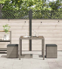 Gartenhocker mit Kissen 2 Stk. Grau 40x40x43 cm Poly Rattan