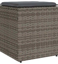 Gartenhocker mit Kissen 2 Stk. Grau 40x40x43 cm Poly Rattan