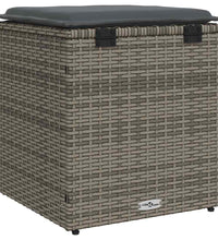 Gartenhocker mit Kissen 2 Stk. Grau 40x40x43 cm Poly Rattan