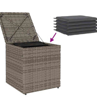 Gartenhocker mit Kissen 2 Stk. Grau 40x40x43 cm Poly Rattan