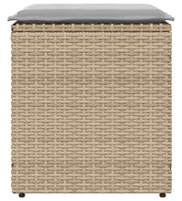 Gartenhocker mit Kissen 2 Stk. Beige 40x40x43 cm Poly Rattan