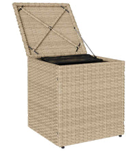 Gartenhocker mit Kissen 2 Stk. Beige 40x40x43 cm Poly Rattan