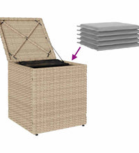 Gartenhocker mit Kissen 2 Stk. Beige 40x40x43 cm Poly Rattan