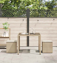 Gartenhocker mit Kissen 2 Stk. Beige 40x40x43 cm Poly Rattan