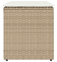 Gartenhocker mit Kissen 2 Stk. Beige 40x40x43 cm Poly Rattan