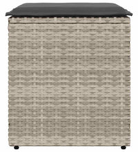 Gartenhocker mit Kissen 2 Stk. Hellgrau 40x40x43 cm Poly Rattan