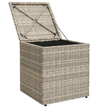 Gartenhocker mit Kissen 2 Stk. Hellgrau 40x40x43 cm Poly Rattan