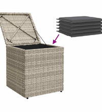 Gartenhocker mit Kissen 2 Stk. Hellgrau 40x40x43 cm Poly Rattan