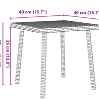 Garten-Couchtisch Rechteckig Schwarz 40x40x37 cm Poly Rattan