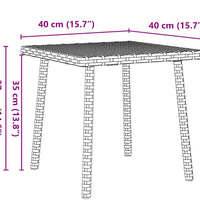 Garten-Couchtisch Rechteckig Grau 40x40x37 cm Poly Rattan