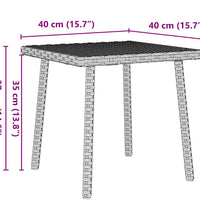 Garten-Couchtisch Rechteckig Hellgrau 40x40x37 cm Poly Rattan