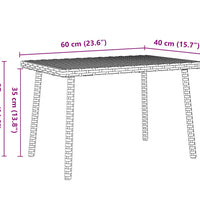 Garten-Couchtisch Rechteckig Schwarz 60x40x37 cm Poly Rattan