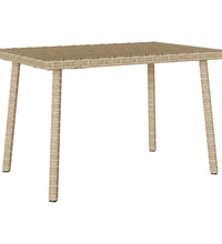 Garten-Couchtisch Rechteckig Beige 60x40x37 cm Poly Rattan