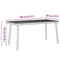 Garten-Couchtisch Rechteckig Schwarz 80x40x37 cm Poly Rattan