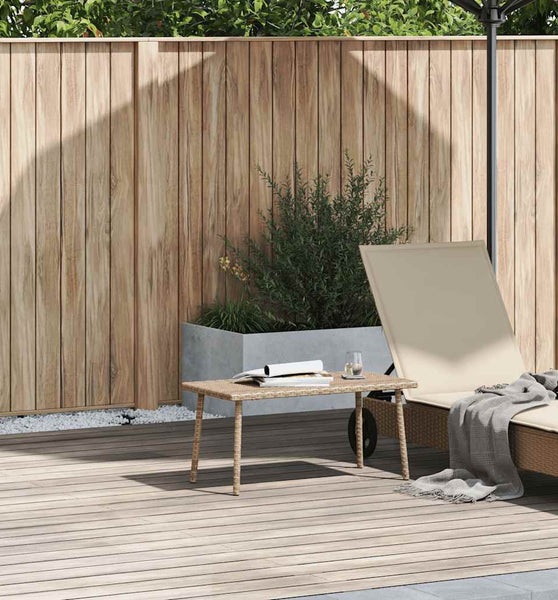 Garten-Couchtisch Rechteckig Beige 80x40x37 cm Poly Rattan