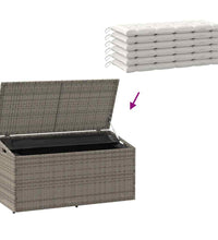 Garten-Auflagenbox Grau 110x50x58 cm Poly Rattan