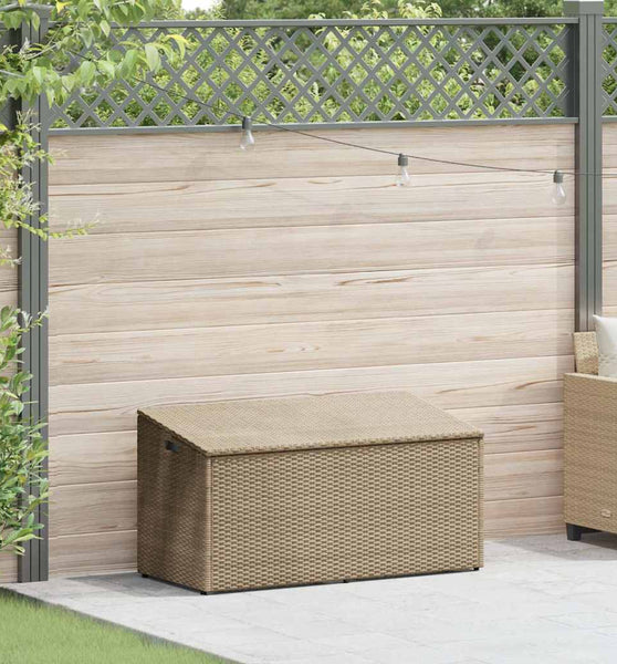 Garten-Auflagenbox Beige 110x50x58 cm Poly Rattan