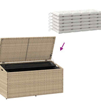 Garten-Auflagenbox Beige 110x50x58 cm Poly Rattan