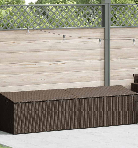 Garten-Auflagenbox Braun 220x50x58 cm Poly Rattan