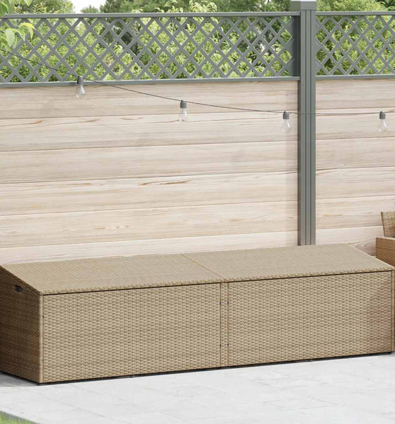 Garten-Auflagenbox Beige 220x50x58 cm Poly Rattan
