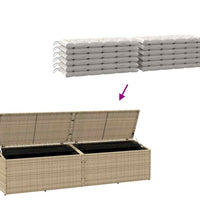 Garten-Auflagenbox Beige 220x50x58 cm Poly Rattan