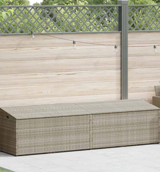Garten-Auflagenbox Hellgrau 220x50x58 cm Poly Rattan