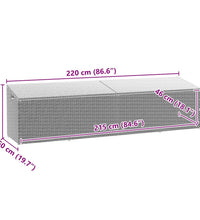 Garten-Auflagenbox Hellgrau 220x50x58 cm Poly Rattan