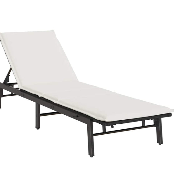 Sonnenliege mit Auflage Schwarz Poly-Rattan
