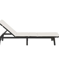 Sonnenliege mit Auflage Schwarz Poly-Rattan
