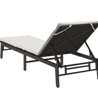 Sonnenliege mit Auflage Schwarz Poly-Rattan