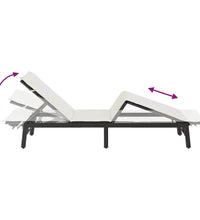 Sonnenliege mit Auflage Schwarz Poly-Rattan